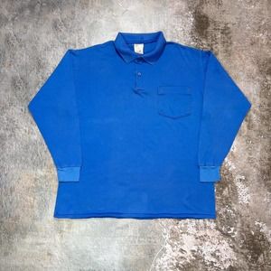 90s BLUE Canadian Prison Long Sleeve Shirt. Two tone hem. Size Medium. Corcan